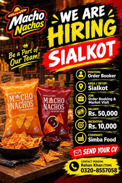Order Booker Required 03208557058