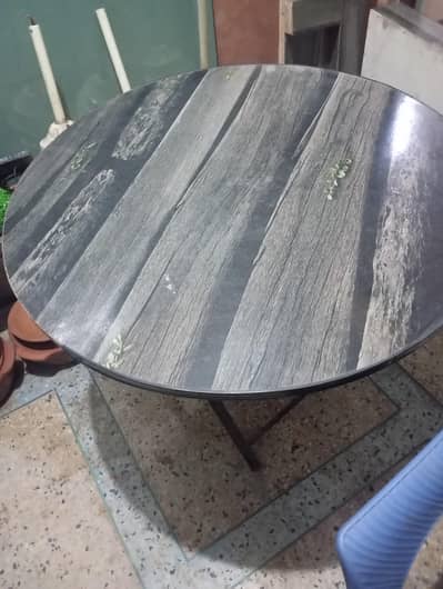 wood table with steel legs