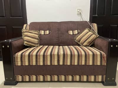 6-Seater Sofa Set Heavy Duty Frame with Wooden Studded Arms