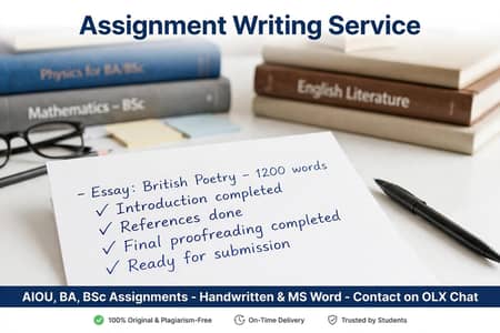 AIOU BA ,BSc Assignments - Handwritten & MS word typing