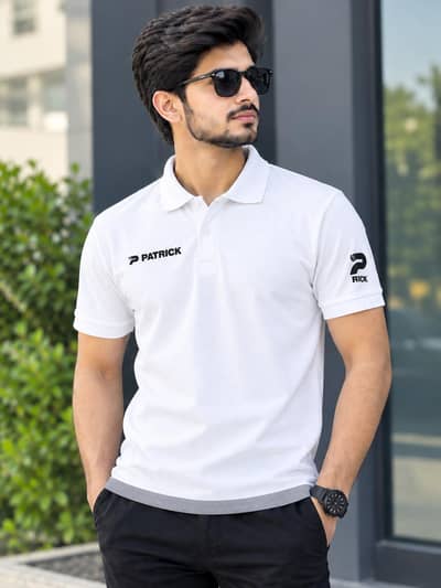 PATRICK White Polo Shirt for Men | Premium Sports T-Shirt