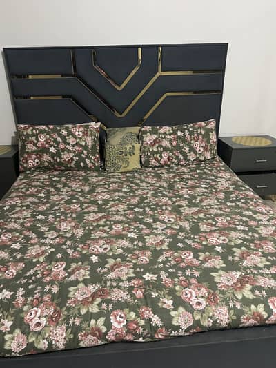Bed and side table