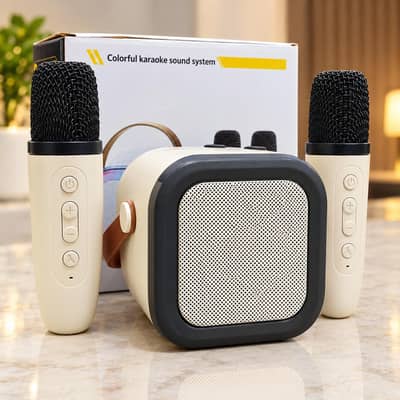 Portable Bluetooth Speaker with 2 Wireless Microphones and RGB Lights