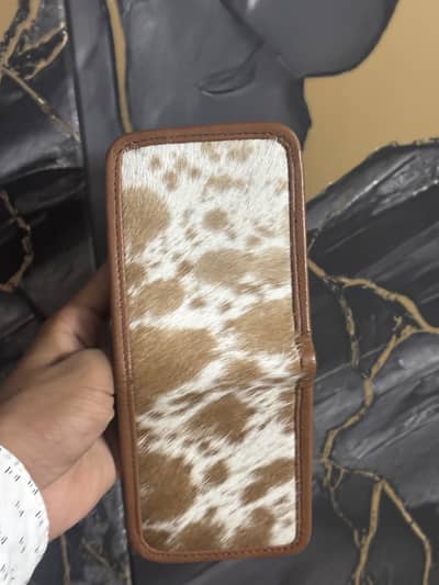 Goat fur leather purse