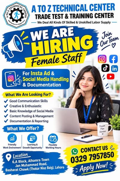 we are looking for a talented, creative female for marketing