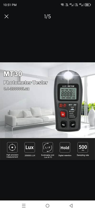 R&D MT30  Lux hand tool meter GREY 0~200,000lux Range