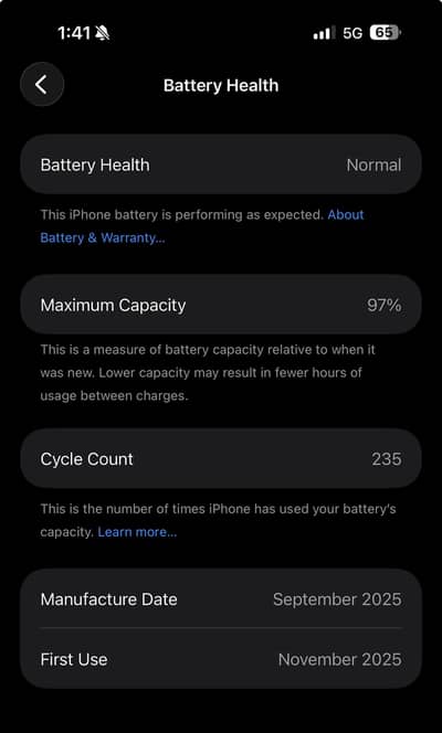 Apple iPhone 17 Pro Max , PTA , Battery 97 CC 236 , Box Cable ,Adopter