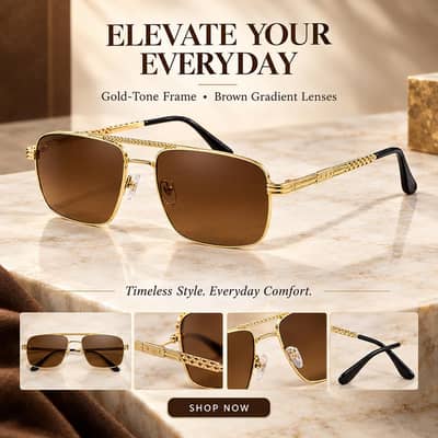 Premium® Gold Aviator Sunglasses – Day & Night Style.