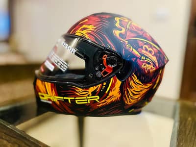 Studds Premium Helmet Black Orange Gorilla Smoking Pattern Brand New