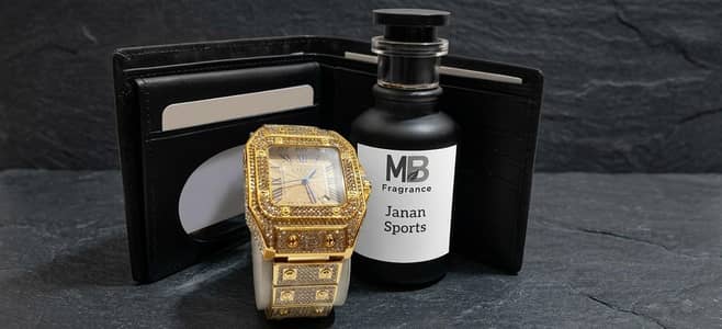Luxury 3-in-1 Men's Gift Set - Gold Watch, Leather Wallet & Perfume