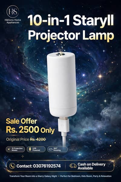 `10-in-1 Staryll Moon Projector Lamp - Galaxy Starry Night Light - Ba