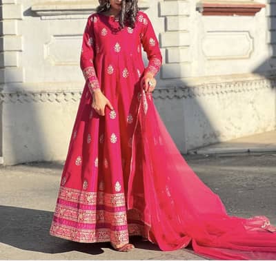 Original Peeran brand pink frock with net dupatta 9/10 condition