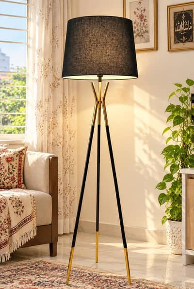 wooden tripod floor lamp