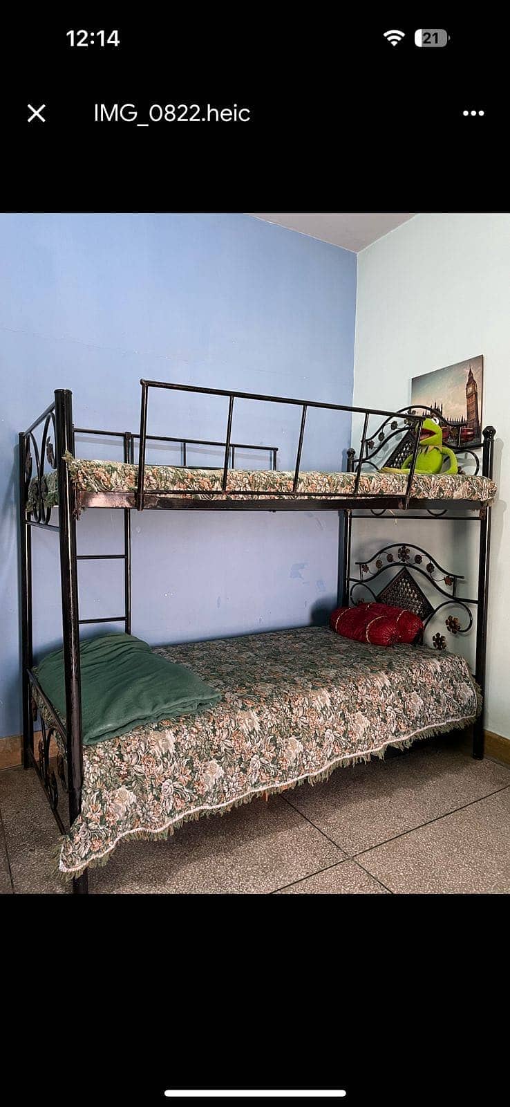 iron bunk single bed and dressing table set 3