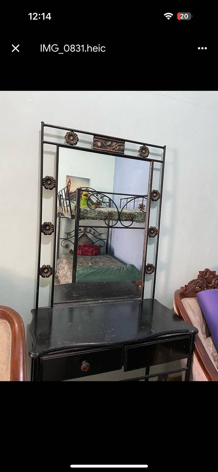 iron bunk single bed and dressing table set 4