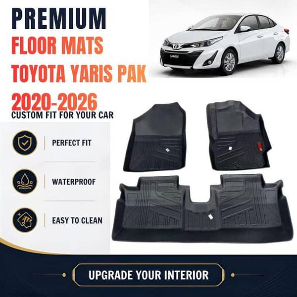 Car TPE Floor Mat - Toyota Yaris Pak 2020-2026 -Wear-Resistance Anti-Skid Heavy-Duty