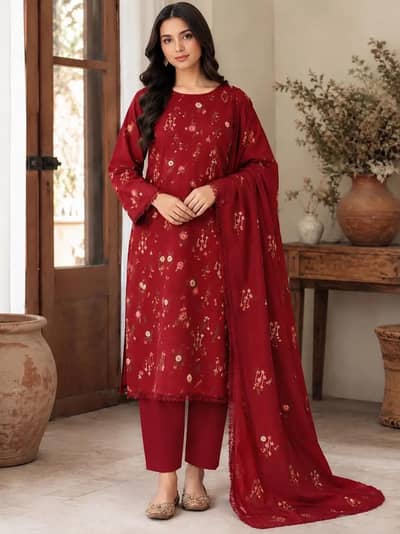 3 piece women unstitched embroidered suit