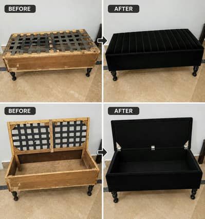 2 Seater Ottoman Storage Sofa – Black Velvet | Custom Made