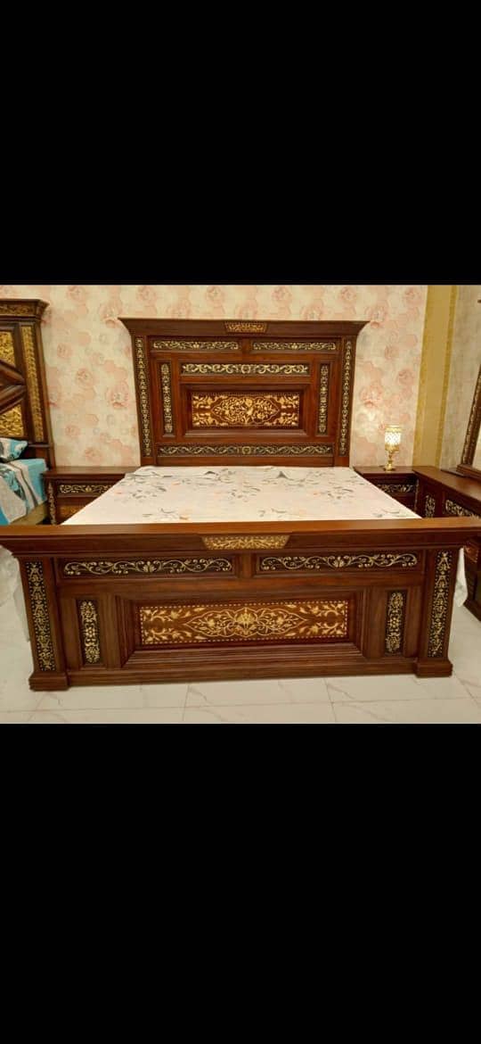 #Bed set#wooden bed#Chinioti bed#sofa#dressing#chairs#king bed#table 17