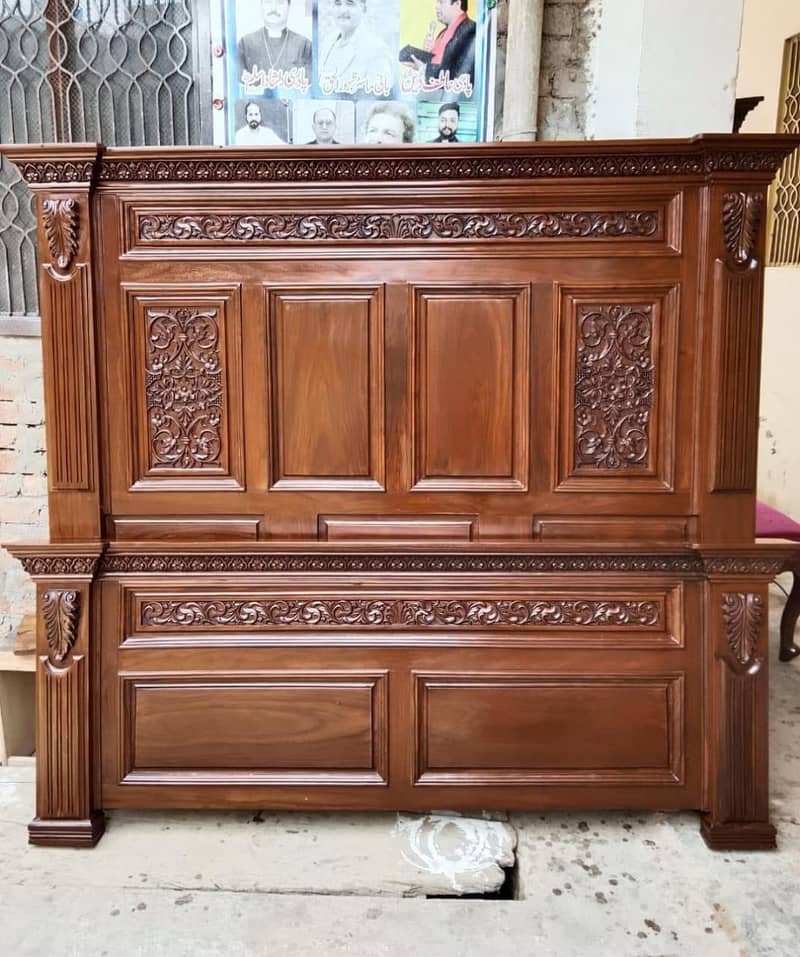 #Bed set#wooden bed#Chinioti bed#sofa#dressing#chairs#king bed#table 19