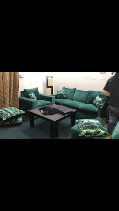 Green velvet sofa 3,2,1