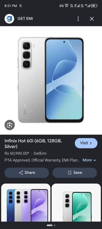 6/128 Gb ha new ha infixe hot 60i