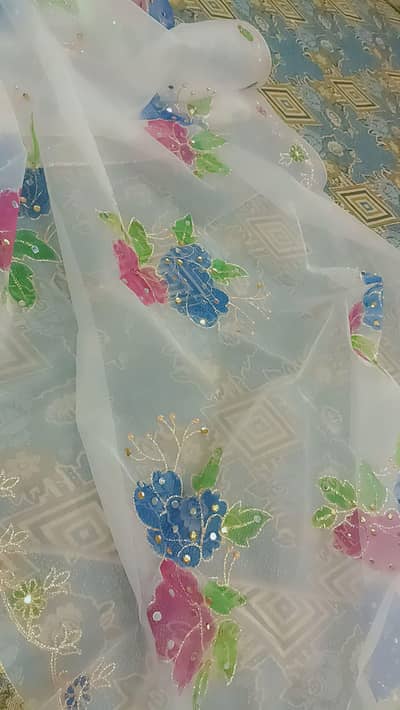 hand painted and hand embellished dupatta