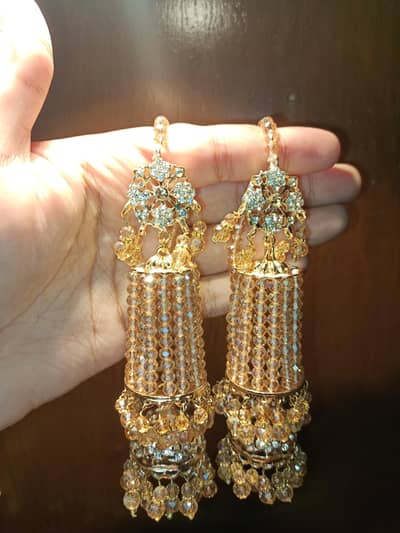 Golden Crystal Jhumkay for Women  | Latest Design