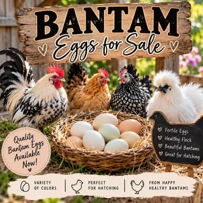 white bantam and black bantam eggs