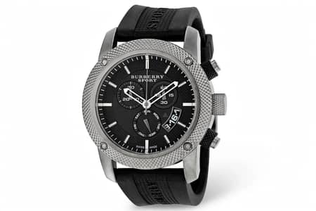 *Burberry Sport Swiss Chronograph Black Rubber Watch