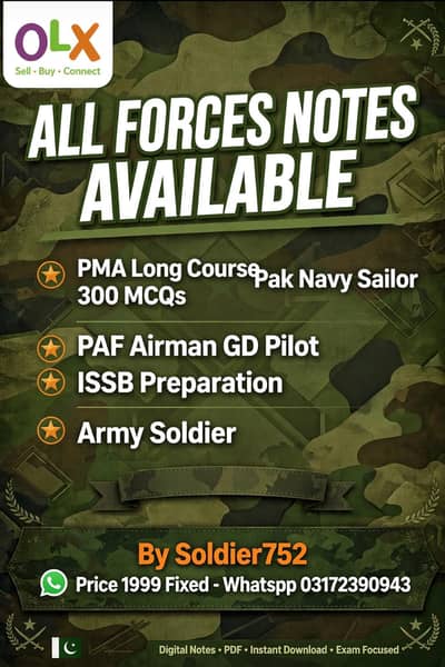 All Forces Notes - PMA, PAF, Navy, ISSB By Soldier752 - 100% Success