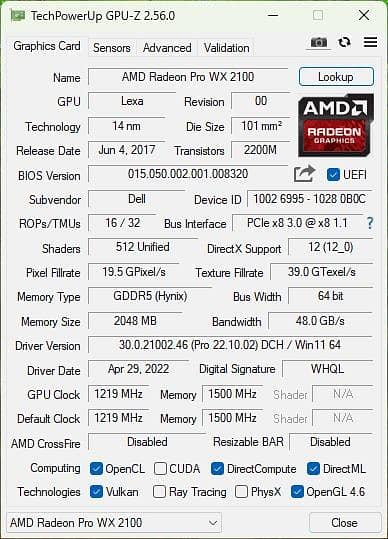 wx2100 AMD graphics cards 2GB GPU DDR5 gaming card PC editing card new