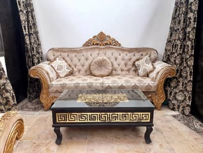 7 Seater Shahi Sofa Set with Tables - 10/10 Condition