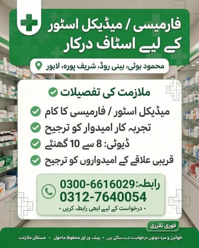 Medical Store Staff Required