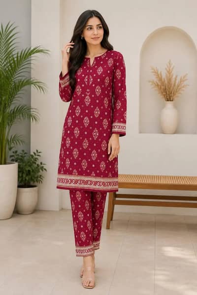 2pcs Women's Unstitched Printed Suit