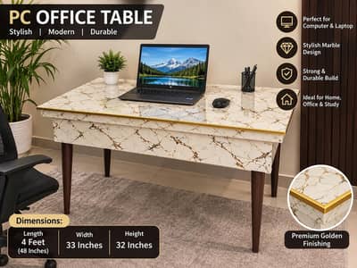 PC Office Table 4 Feet – Stylish Marble Design Computer Desk