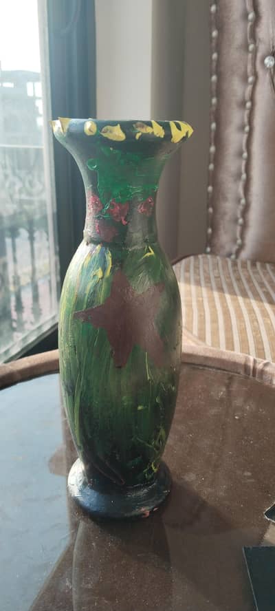 Acrylic Painted Clay Urn