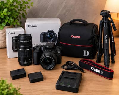Canon EOS 200D DSLR + 2 Lenses (18-55mm & 75-300mm) + Full Accessories
