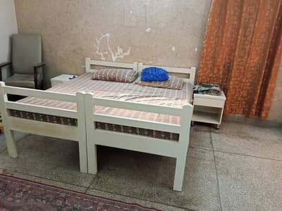 Oak wooden double bed