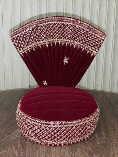 Premium Maroon Velvet Groom’s kula with Embroidery