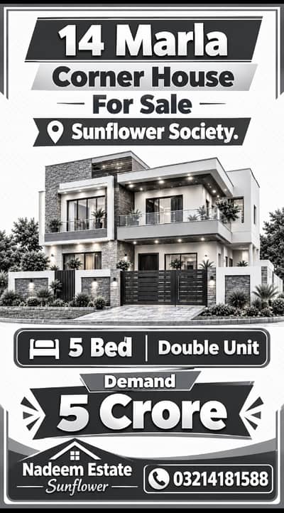 14 Marla Facing park Cornar double story house for sale.
