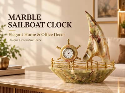 Luxury Marble Sailboat Clock | Elegant Home & Office Decor
