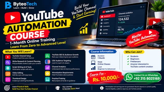 YouTube Automation Course | 1 Month Online Training | Rs. 10,000