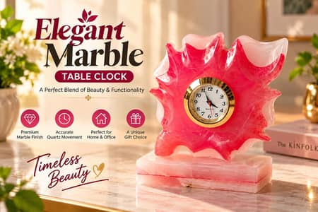 Pink Onyx Marble Style Table Clock | Luxury Home Decor & Gift