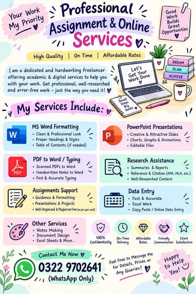 Professional Typing & Assignment Formating Services