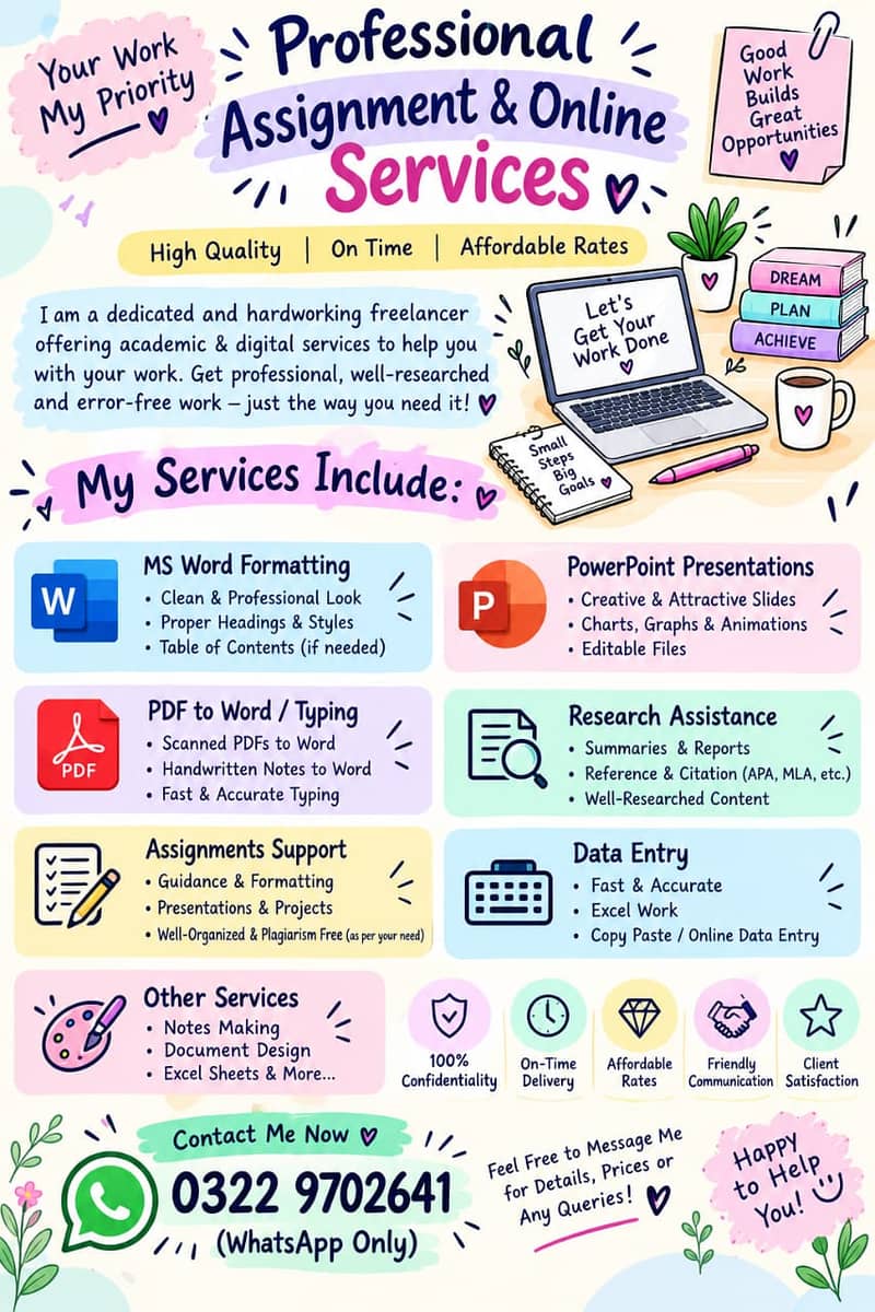 Professional Typing & Assignment Formating Services 0