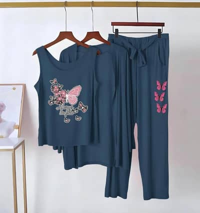 3pcs women jersey night suite