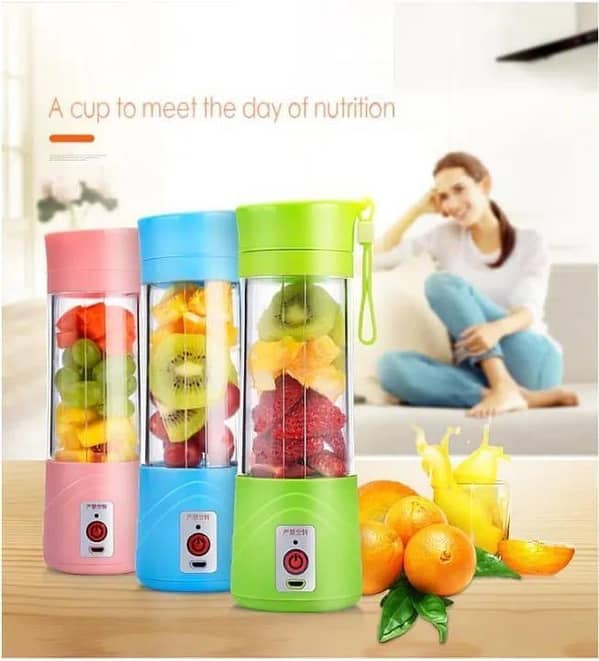 T  USB 6 Blades Juicer Cup, Fruit Mixing Machine, Portable Personal Size Eletric Rechargeable Mixer, Blender, Water Bottle 380ml with USB