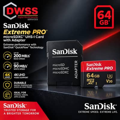 SanDisk 64GB memory card | SanDisk Extreme PRO | 64GB microSD card
