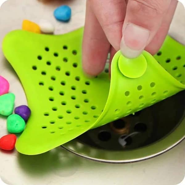 T  Silicone Rubber Five-pointed Star Sink Filter - Hair Catcher Leakage Filter for Kitchen and Bathroom